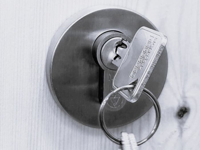 Key inserted in newly fitted lock